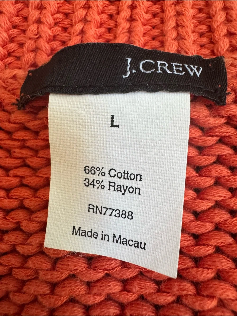 Vintage J Crew Orange Cotton Chunky Knit Sweater L